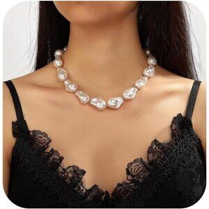 KummerSaprk Pearl Choker Necklace for Women Layered White Beaded Jewelry Gift